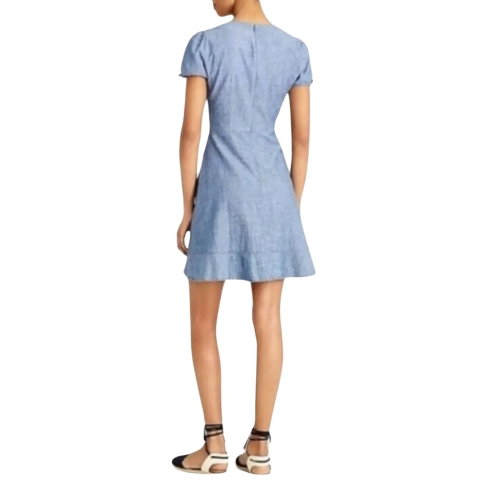 J. Crew Chambray Faux Wrap Short Sleeve Mini Dress - 6 - Medium Wash Blue - Picture 2 of 16